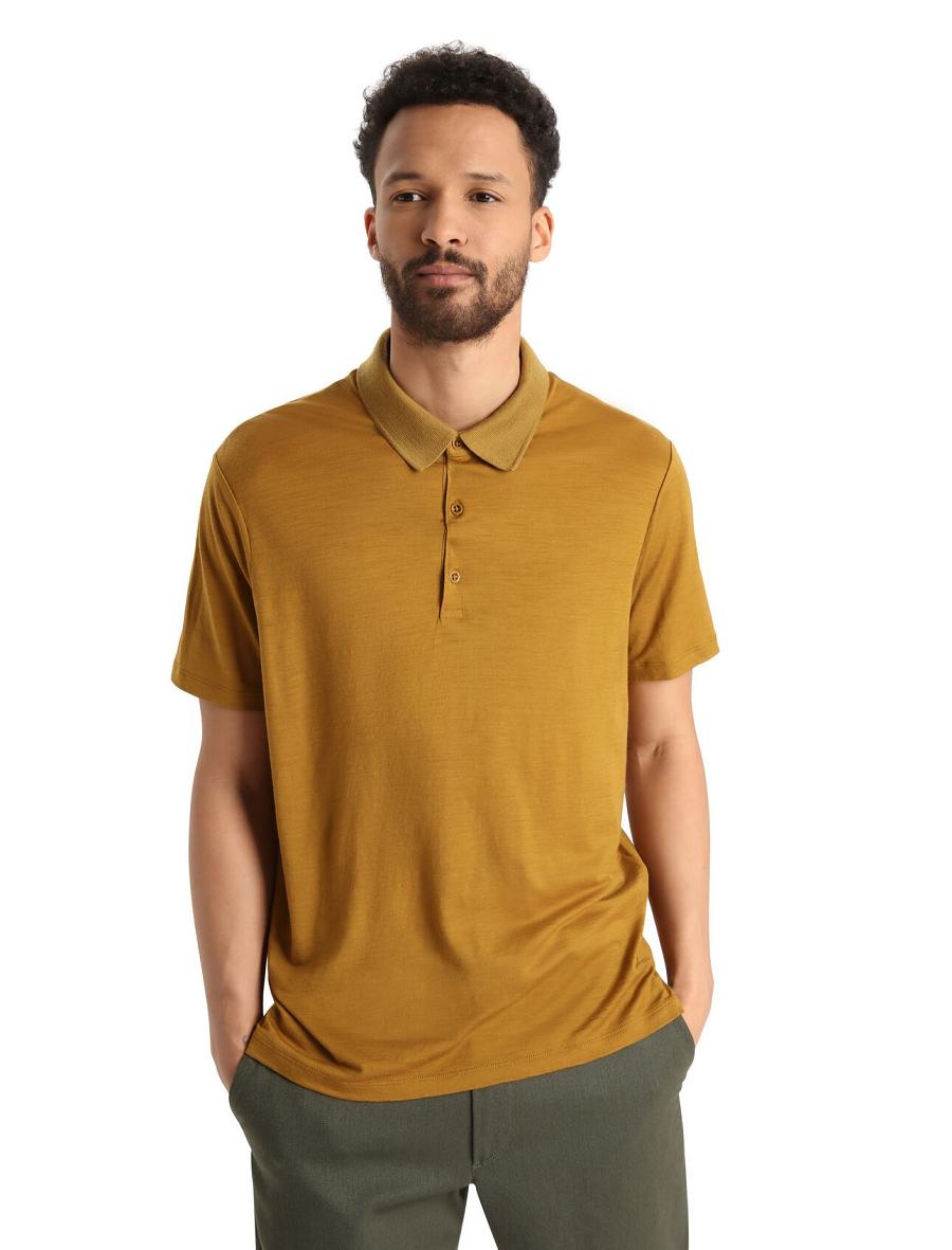 Koszulki Icebreaker Merino Tech Lite II Krótkie Sleeve Polo Męskie Brązowe | PL 1788JPQJ